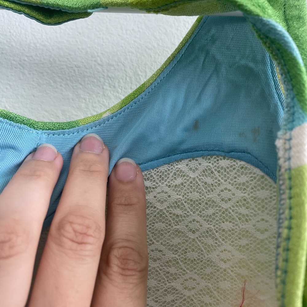 Vintage 60 70 Cole of California Swimsuit Retro Plaid Green‎ One Piece Open Back - Picture 7 of 7